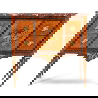 Louis XVI Fruitwood-inlaid Kingwood Parquetry And Marquetry Petit Commode, France