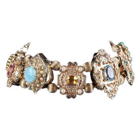 14k Yellow Gold Assorted Gem Sliding Bracelet