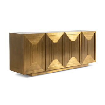 A Contemporary Aged Brass-Clad Console Cabinet