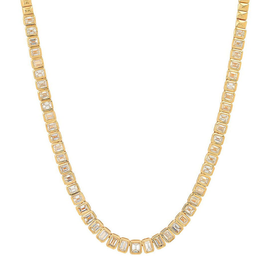 18K Yellow Gold Setting with 11.65ct Emerald Cut Diamond Necklace