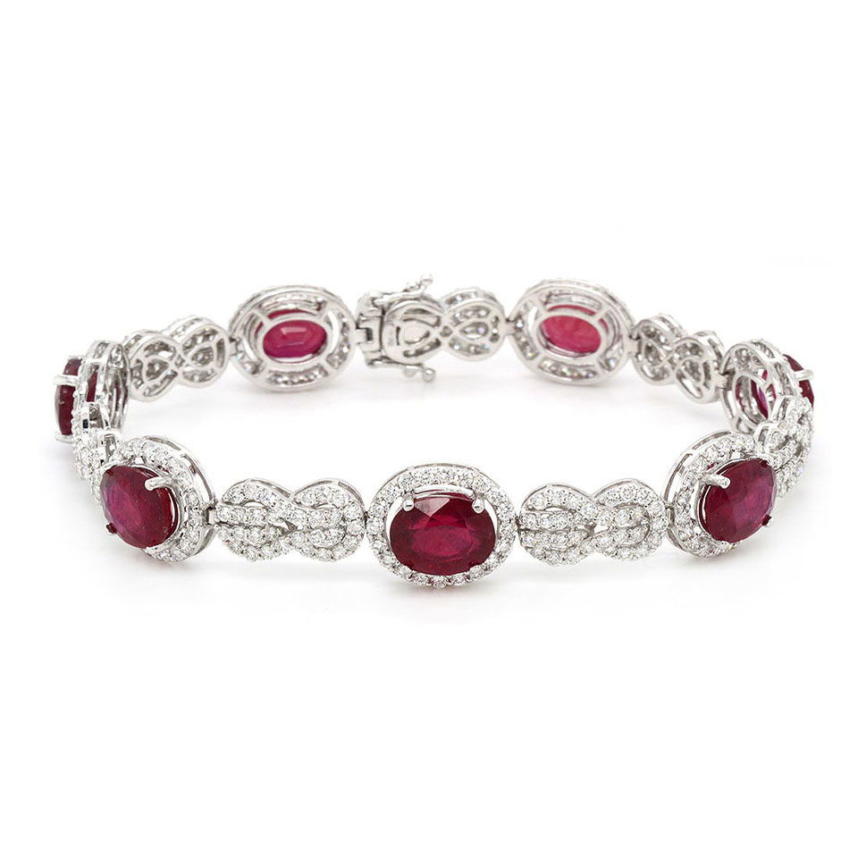 18K White Gold Ladies Bracelet with 17.81ct Ruby and 4.76ct tw Diamonds