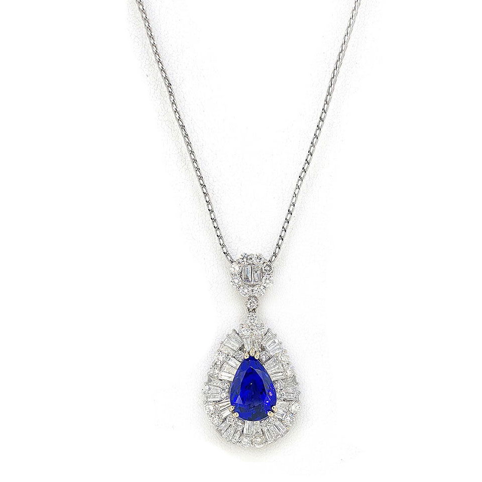 18K White Gold Ladies Pendant with 5.80ct Tanzanite and 3.94ct tw Diamonds