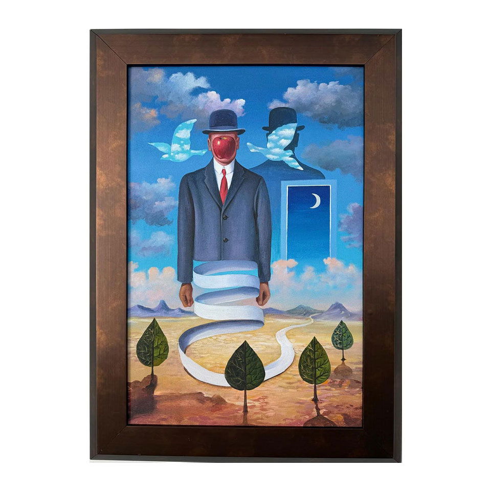 Rene Magritte Belgian 1898 - 1967 Oil on Canvas Painting in The Style of. Dali, Picasso Era