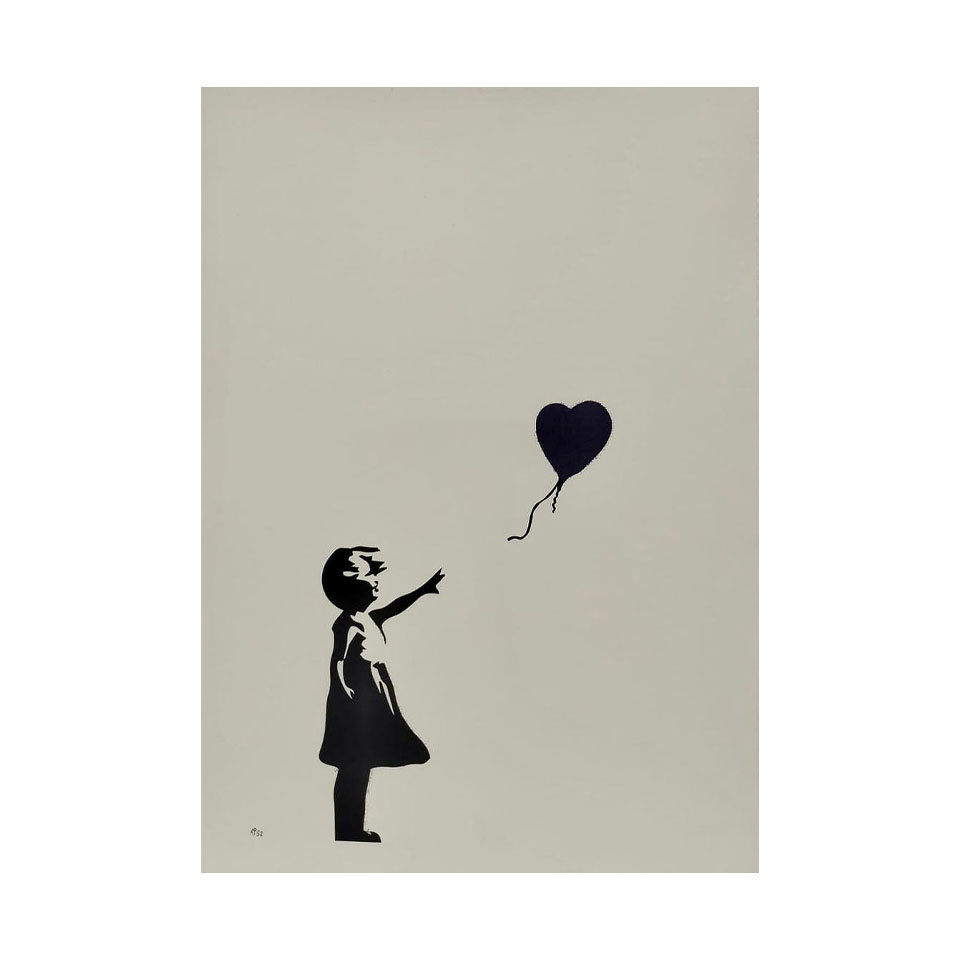 Banksy Limited Edition Print (AP52/600), "Girl With Balloon" In the Style of. Banksy & Basquiat