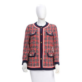 Gucci: Tweed Jacket With Enamel Tiger Button Detail Fall 2018