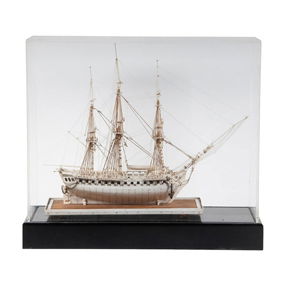 Napoleonic War French Prisoner of War Model of 38 Gun Corvette