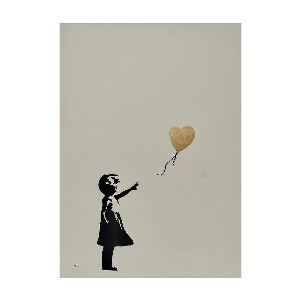 Banksy Limited Edition Print (AP66/600), "Girl With Balloon" In the Style of. Banksy & Basquiat
