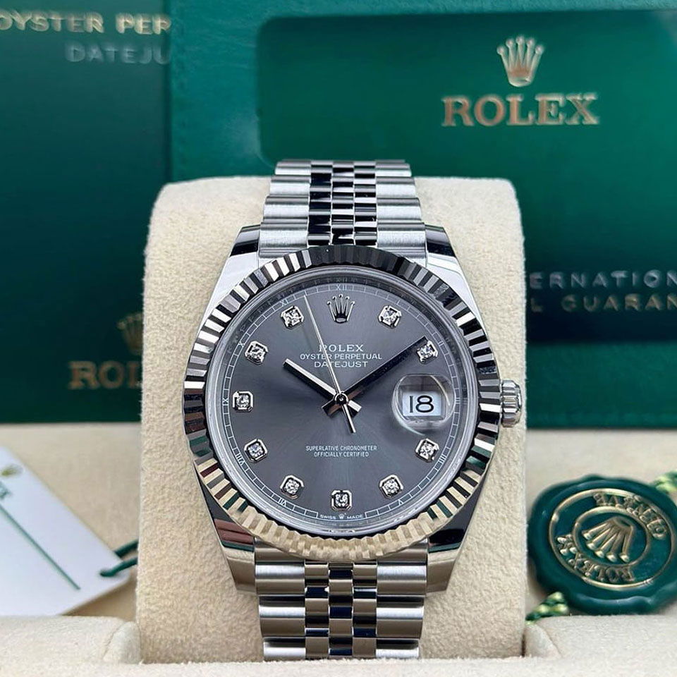 Rolex Oysterpepetual Datejust Fluted Jubilee 41mm Diamond Dial