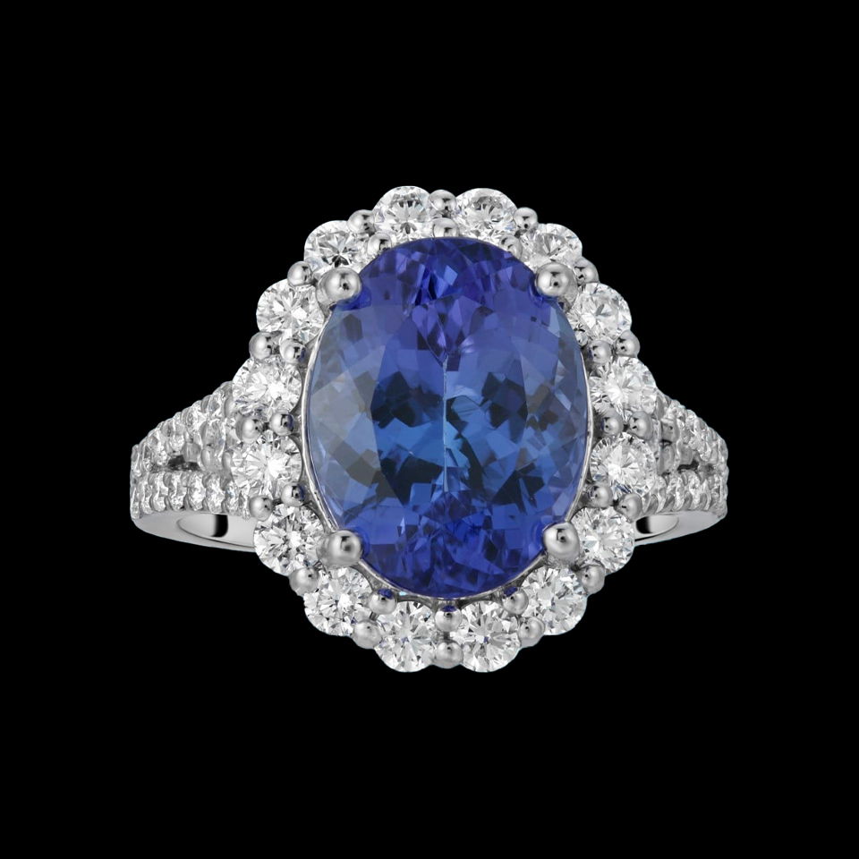 14K Gold 5.60cts Tanzanite & 1.22cts Diamond Ring
