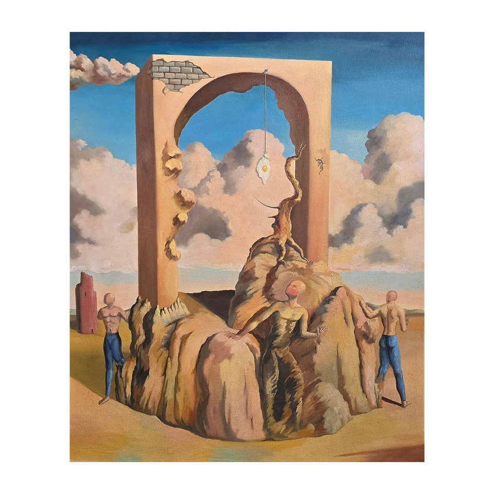 Salvador Dali Spanish 1904 - 1989 Oil on Canvas Painting in the style of. Picasso & Dali