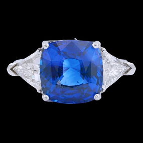 7.11ct GIA Blue Sapphire, 1.30ctw Diamond and 18K Ring