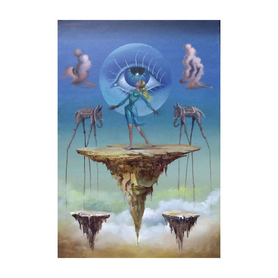 Salvador Dali Spanish 1904 - 1989 Oil on Canvas Painting in the style of. Picasso & Dali