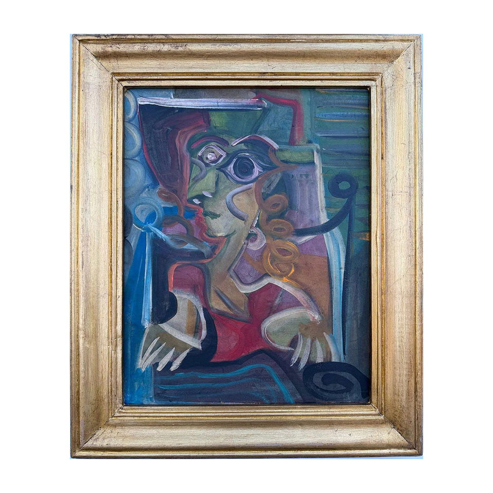 Pablo Picasso Spanish 1881-1973 Oil on Canvas Painting in the Style of Picasso. Magritte & Chagall