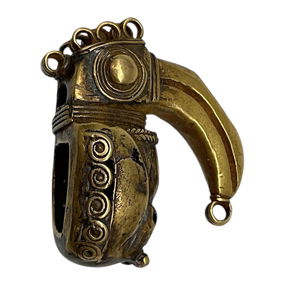 Pre-Columbian Mixtec or Tairona Gold Eagle or Saurian Head Lip Plug