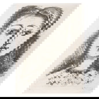 Pablo Picasso <br>(Spanish, 1881-1973) Portrait de Françoise aux Cheveux Flous, 1947