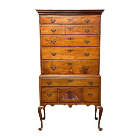 Early American New England Tiger Maple Highboy