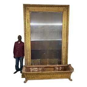 Monumental Giltwood Mirror with Claw Foot Base