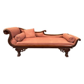 American Classical Carved Mahogany Recamier, Philadelphia, ca. 1830–1840
