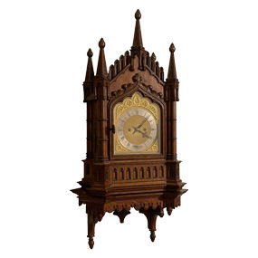 Exceptional Winterhalder & Hofmeier Gothic Revival Walnut Bracket Wall Clock, Eight-Day Chain Fusee