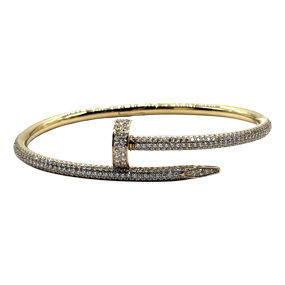 Cartier Juste un Clou Bracelet Pave Diamond Size 16 18kt Yellow Gold