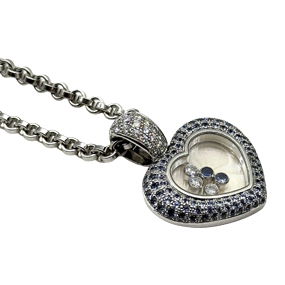 Chopard Happy Diamonds 18K White Gold Heart Pendant Necklace with Diamonds & Sapphires