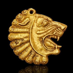 Achaemenid Gold Lion Inlay Applique, Circa 5th Century B.C.