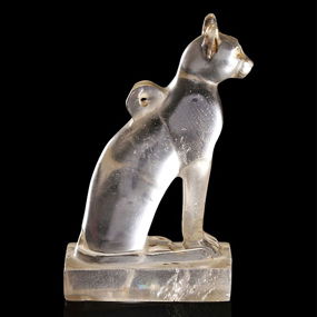 An Exceptional Egyptian Rock Crystal Cat Amulet Late Period to Ptolemaic Period, 664-30 B.C.