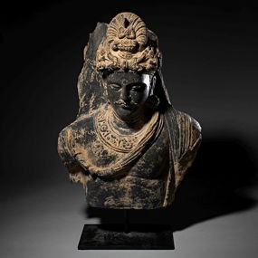 A Schist Figure of a Bodhisattva Ancient Region of Gandhara, 3rd/4th Century