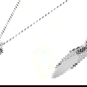 A Moonstone, Sapphire, and Diamond Pendant