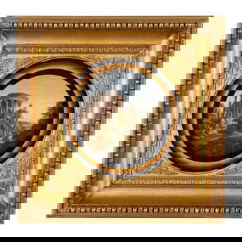 An Italian Micromosaic Plaque Depicting the Temple of Vesta at Tivoli