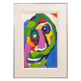 Karel Appel Spray White c. 1980 Signed Original Acrylic Painting on Board CoBrA Art Movement