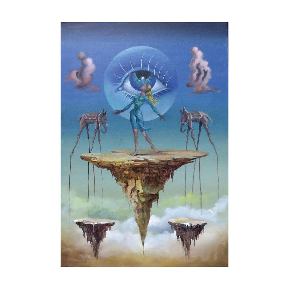 Salvador Dali Spanish 1904 - 1989 Oil on Canvas Painting in the style of. Picasso & Dali