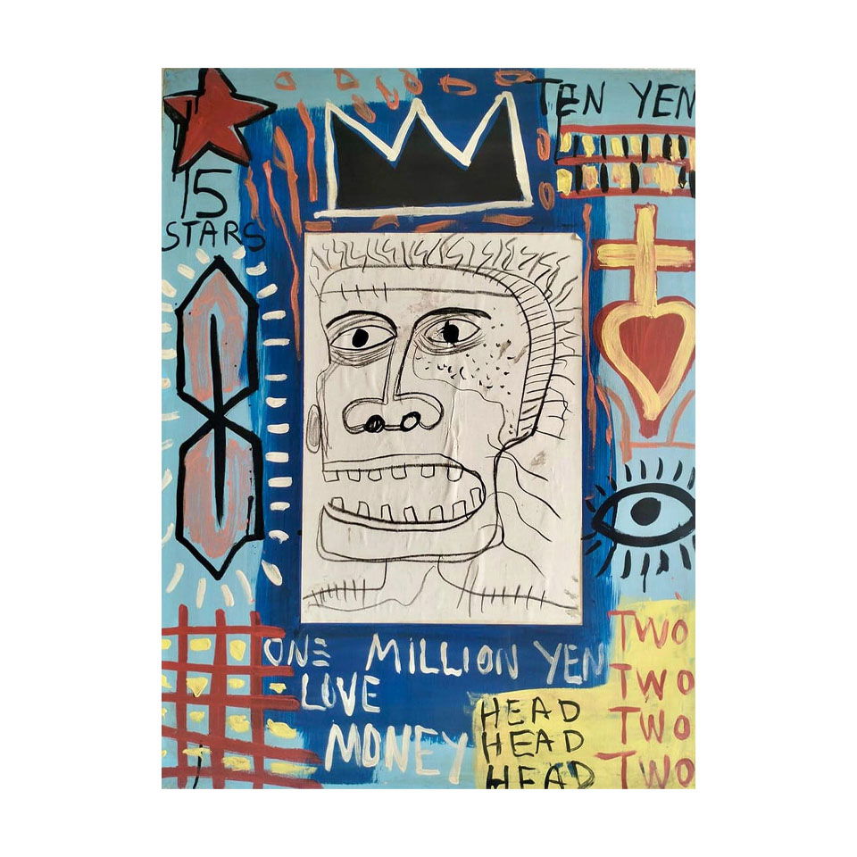Jean Michel Basquiat 1960-1988 Mixed Media/Canvas In The Style of. Haring, Warhol, Basquiat Era.