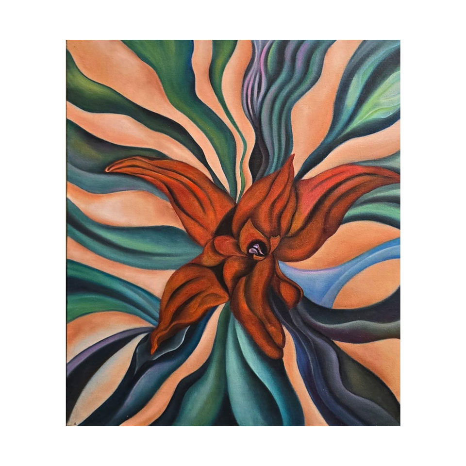 Georgia O'Keeffe American Oil On Canvas Painting in the style of. Pollock & O'Keeffe. Abstract Era