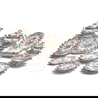 Extensive Assembled Spode/Copeland & Garrett New Stone China Dinner Service, England