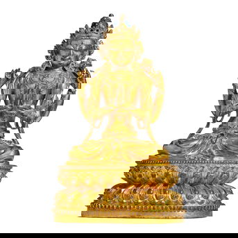 A Gilt-Bronze Figure of Four-Armed Avalokitesvara, Sadaksari