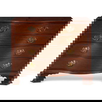 A Pair of George III Style Mahogany Serpentine-Front Chests of Drawers