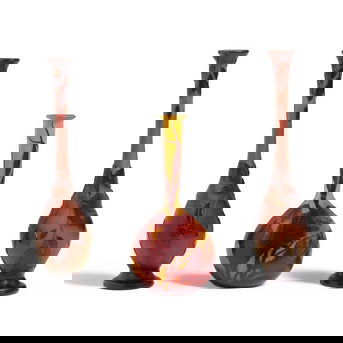 Émile Gallé (1846-1904) Group of Three Stick Neck Vases