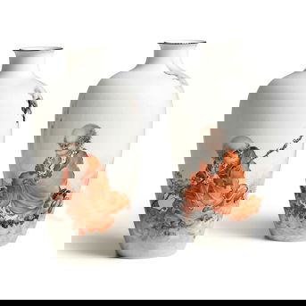 A Pair of Inscribed and Painted 'Luohan' Vases