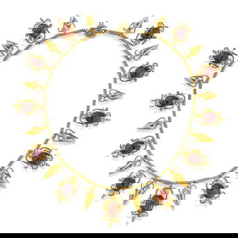 Victorian, Carnelian and High Karat Gold Etruscan Revival Choker Necklace