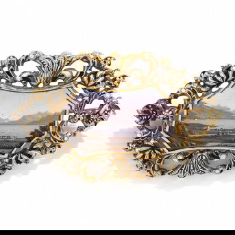 Antique, Painted Porcelain, Enamel, and Yellow Gold Brooch