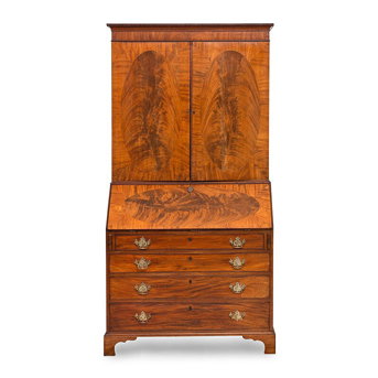 A George III Figured Mahogany Bureau Cabinet