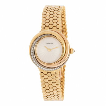 Cartier, Ref. WG200258, 18K Tricolor Gold 'Trinity' Watch With Factory Diamond Bezel and Crown