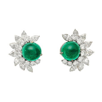 Emerald and Diamond Earclips