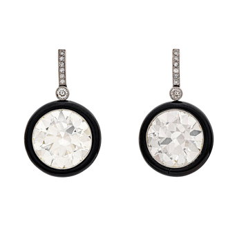 Diamond and Onyx Earrings
