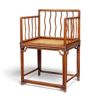 A Very Rare Huanghuali <br>'S-Spindle' Low-Back Armchair