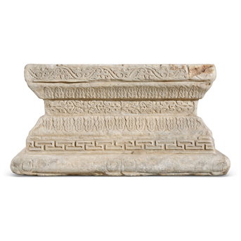 An Imperial Carved White Marble Rectangular Plinth China, 17th-18th Century