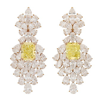 Impressive Van Cleef & Arpels Coloured Diamond and Diamond Earrings
