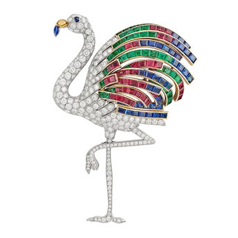 Cartier Multi-Gem Flamingo Brooch