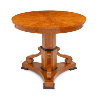 A Biedermeier Birch and Ebonized Center Table